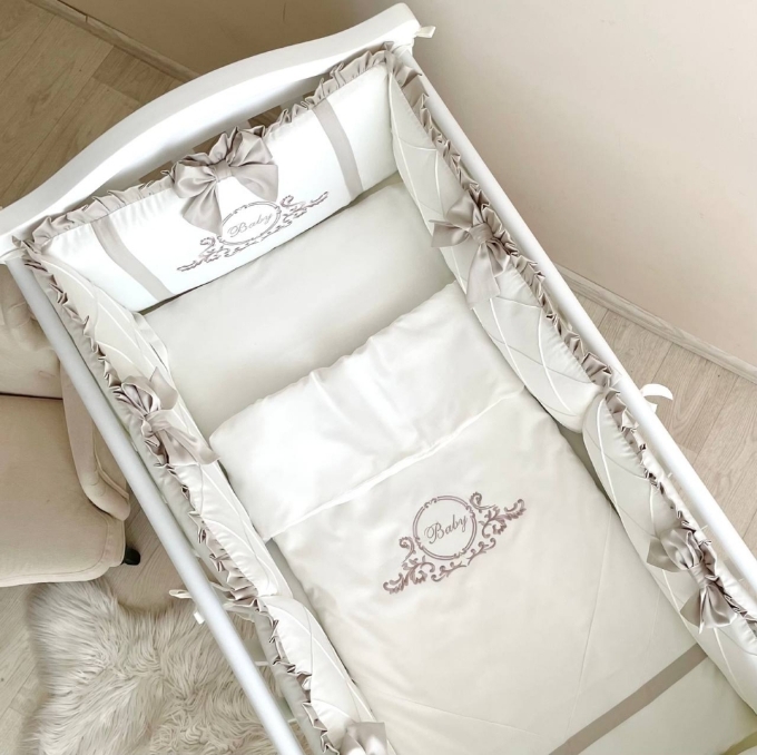 Lenjerie Patut Bebe Copii 6 piese Baby King latte (15)